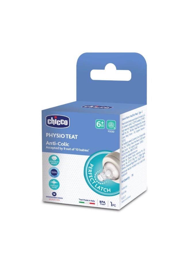 Chicco Teat Perfect 5 with Anti-Colic Effect, Nipple for Wide Neck Feeding Bottles, Food Flow, for Babies 6m+,White, 1 Count (Pack of 1) - Image 1